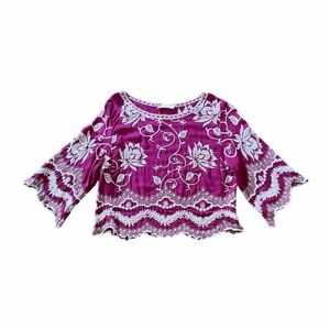 Pink Anthropologie Embroidered Boho Top - Size S